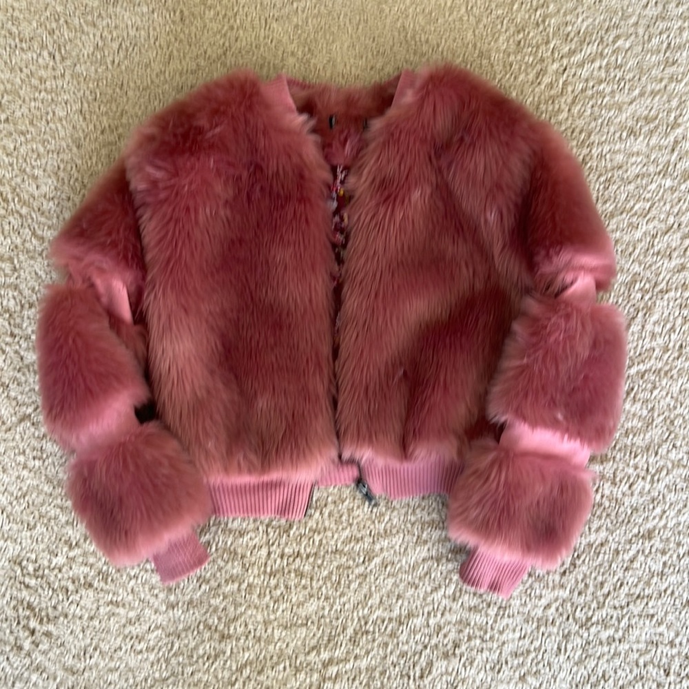 Pink fur coat